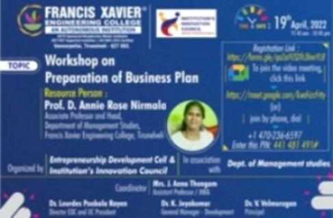 Workshop on Preparation of Business Plan
