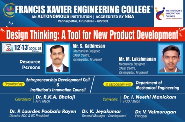 Workshop on Design Thinking: A Tool for New Product Development