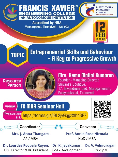 Workshop on Entrepreneurial Skills and Behaviour- A Key to progressive Growth