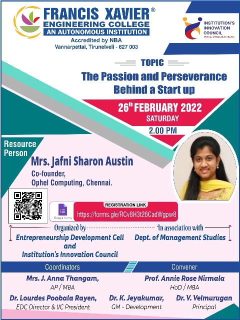 Workshop on The Passion and Perseverance Behind a startup