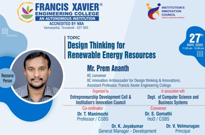 Workshop on Design Thinking for Renewable Energy Resources