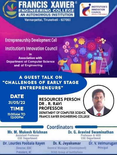 Guest talk on Challenges of Early-Stage Entrepreneurs