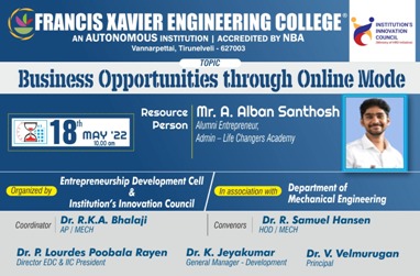 Workshop on Business Opportunities through online mode