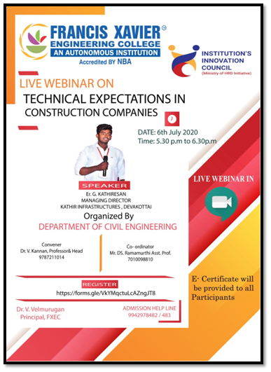 Webinar on Technical Expectations in Construction Companies