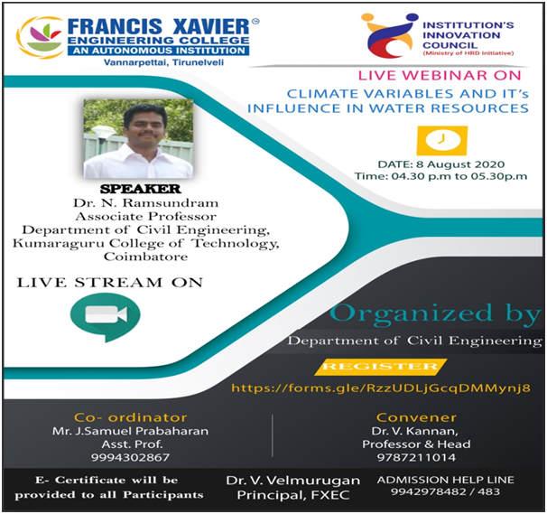 Webinar on Climatic Variables and it's Influence in Water Resources