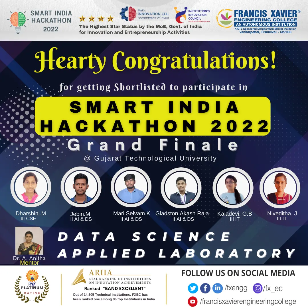 Smart India Hackathon 2022 - Data Science Applied Lab