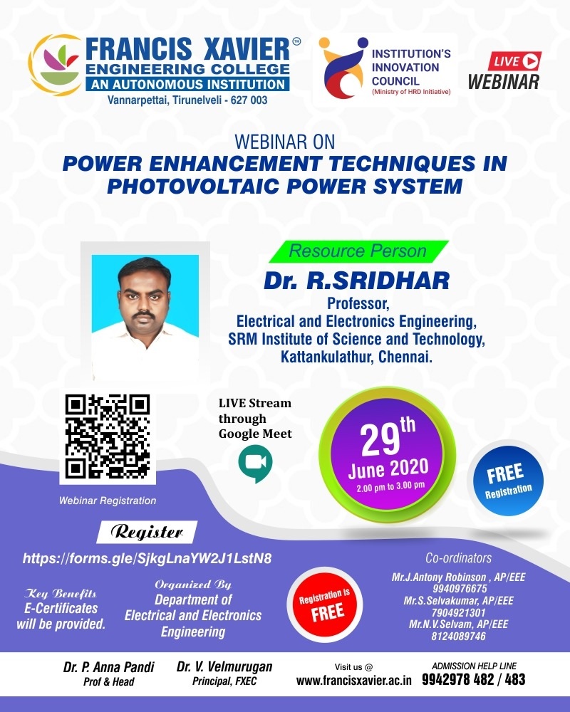 Webinar on Power Enhancement Techniques in Photovoltaic Power System