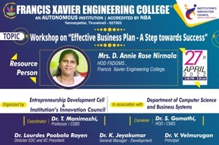 Workshop on Effective Business Plan- A Step Towards Success