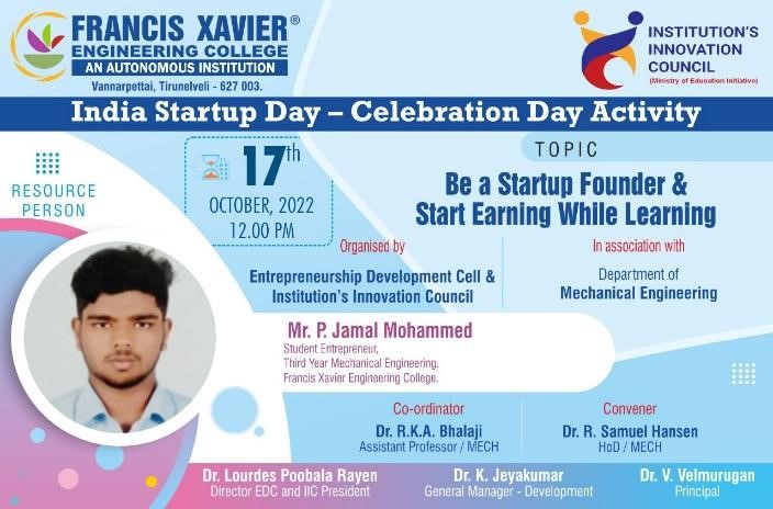Guest Talk on be A Startup Founder & Start Earning While Learning