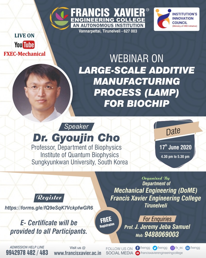 Webinar on Large-Scale Additive Manufacturing Process (LAMP) for Biochip