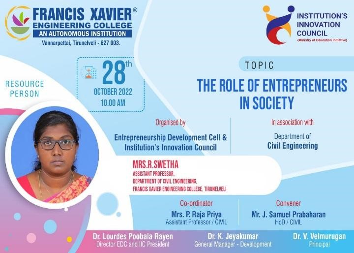 Guest Talk on Role of Entrepreneurs in Society