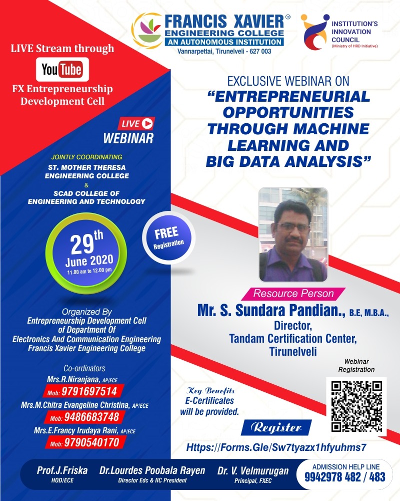Webinar on Entrepreneurial Opportunities through Machine Learning and Big Data Analysis