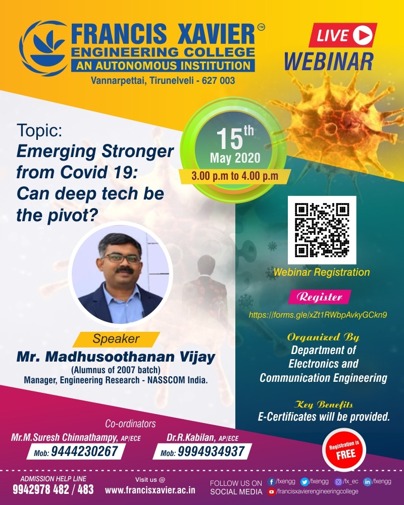 Webinar on Emerging Stronger from Covid 19: Can deep tech be the pivot?