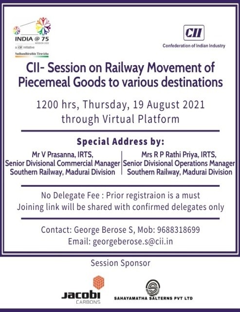 CII- Session on Railway Movement of Piecemeal Goods to various destinations