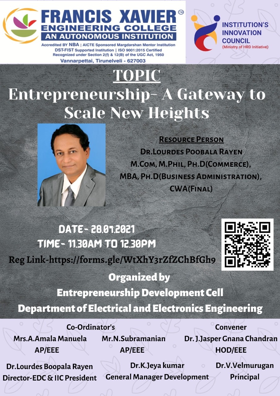 Webinar On Entrepreneurship- A Gateway to Scale New Heights