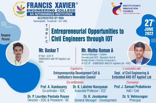 Workshop on Entrepreneurial Opportunities through IoT