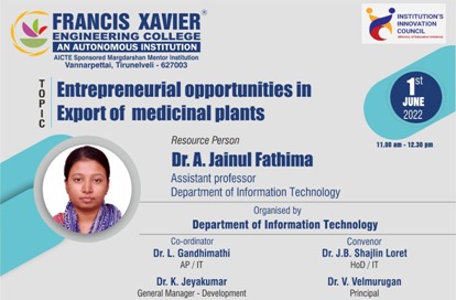 Entrepreneurial Opportunities in Export of Medicinal Plants
