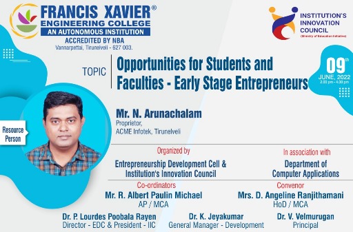 Guest Talk on Opportunities for Students and Faculties -Early Stage Entrepreneurs 