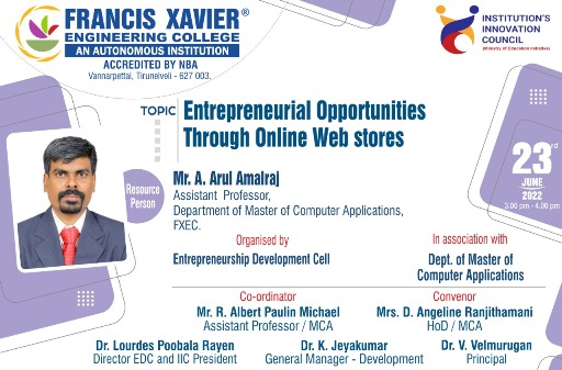 Guest Talk on Entrepreneurial Opportunities through Online Web Stores