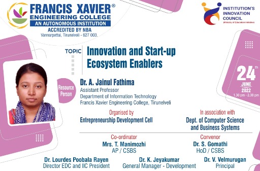 Workshop on Innovation and start-up Ecosystem Enablers