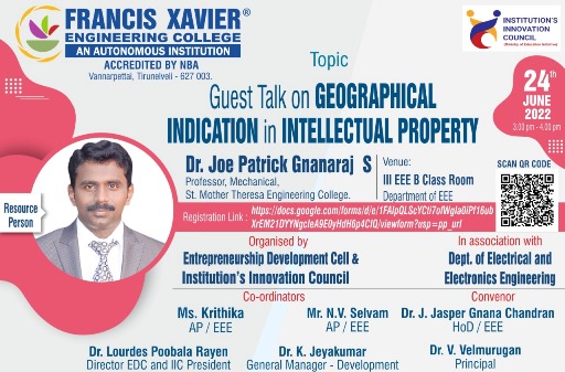 Guest Talk on Geographical Indication in Intellectual Property