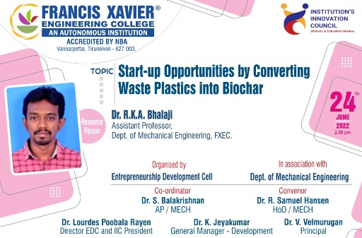 Workshop on Start-up Opportunities by Converting Waste Plastics into Biochar