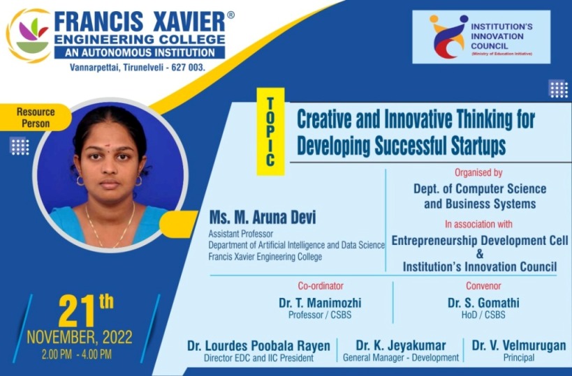 Expert Talk on Creative and Innovative Thinking for Developing Successful Startups