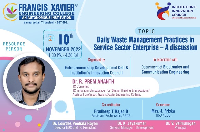 Expert Talk on Daily Waste Management Practices in Service Sector Enterprise – A Discussion