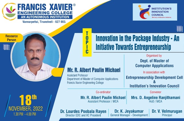 Expert Talk on Innovation in the Package Industry-An Initiative Towards Entrepreneurship