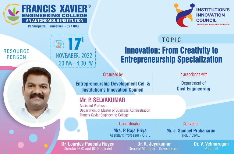 Expert Talk on Innovation: From creativity to entrepreneurship specialization