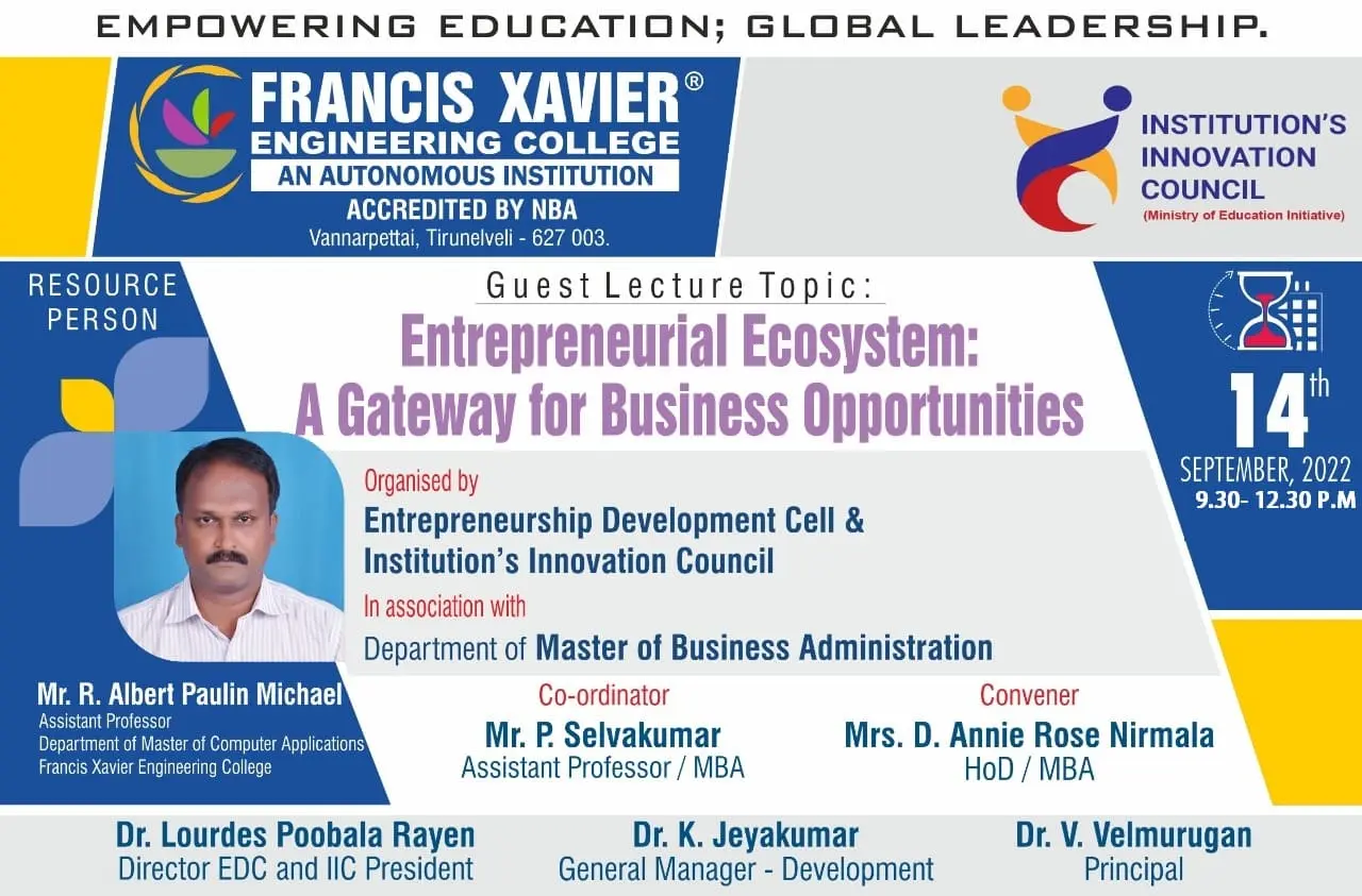 Expert Talk on Entrepreneurial Ecosystem:  A Gateway for Business Opportunities