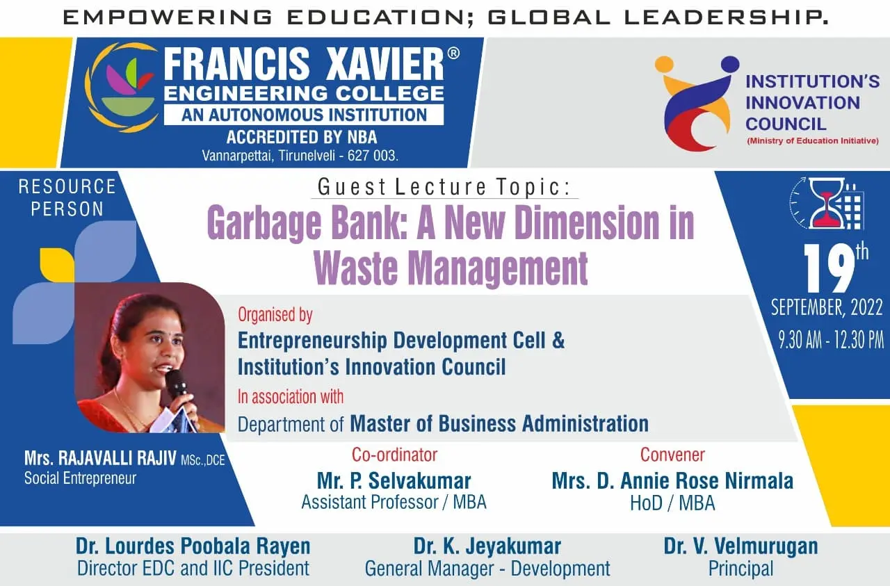 Expert Talk on Garbage Bank: A New Dimension in Waste Management