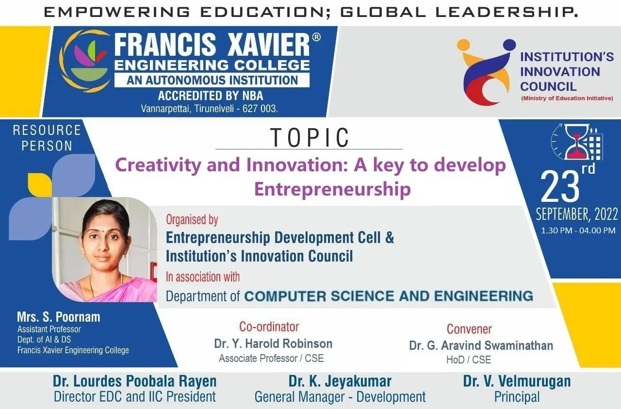 Report Session on Creativity and Innovation: A key to Develop Entrepreneurship