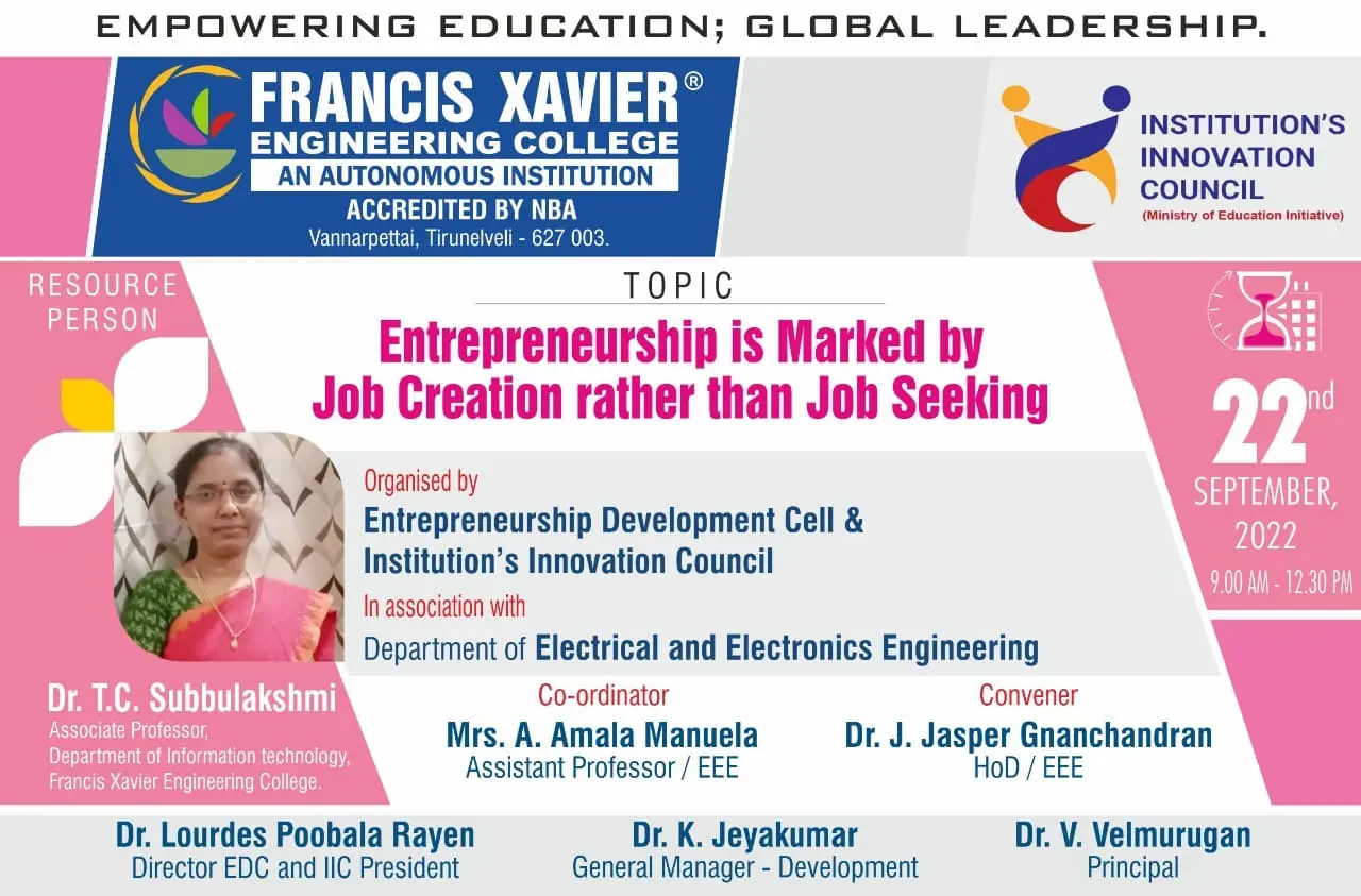 Expert Talk on  Entrepreneurship is Marked by Job Creation rather than Job Seeking