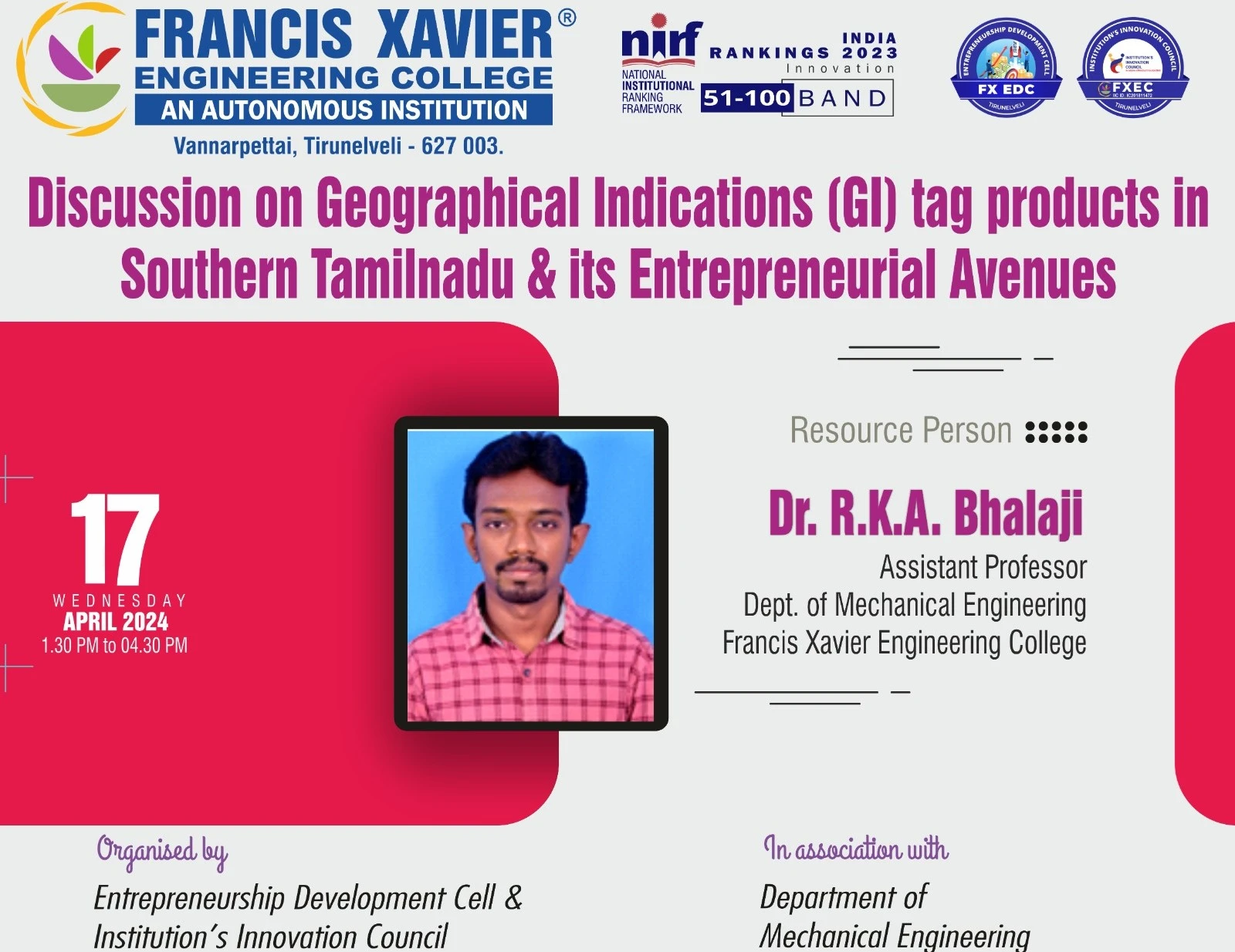    Discussion on Geographical Indications (GI) tag products in southern Tamilnadu and its Entrepreneurial Avenues
