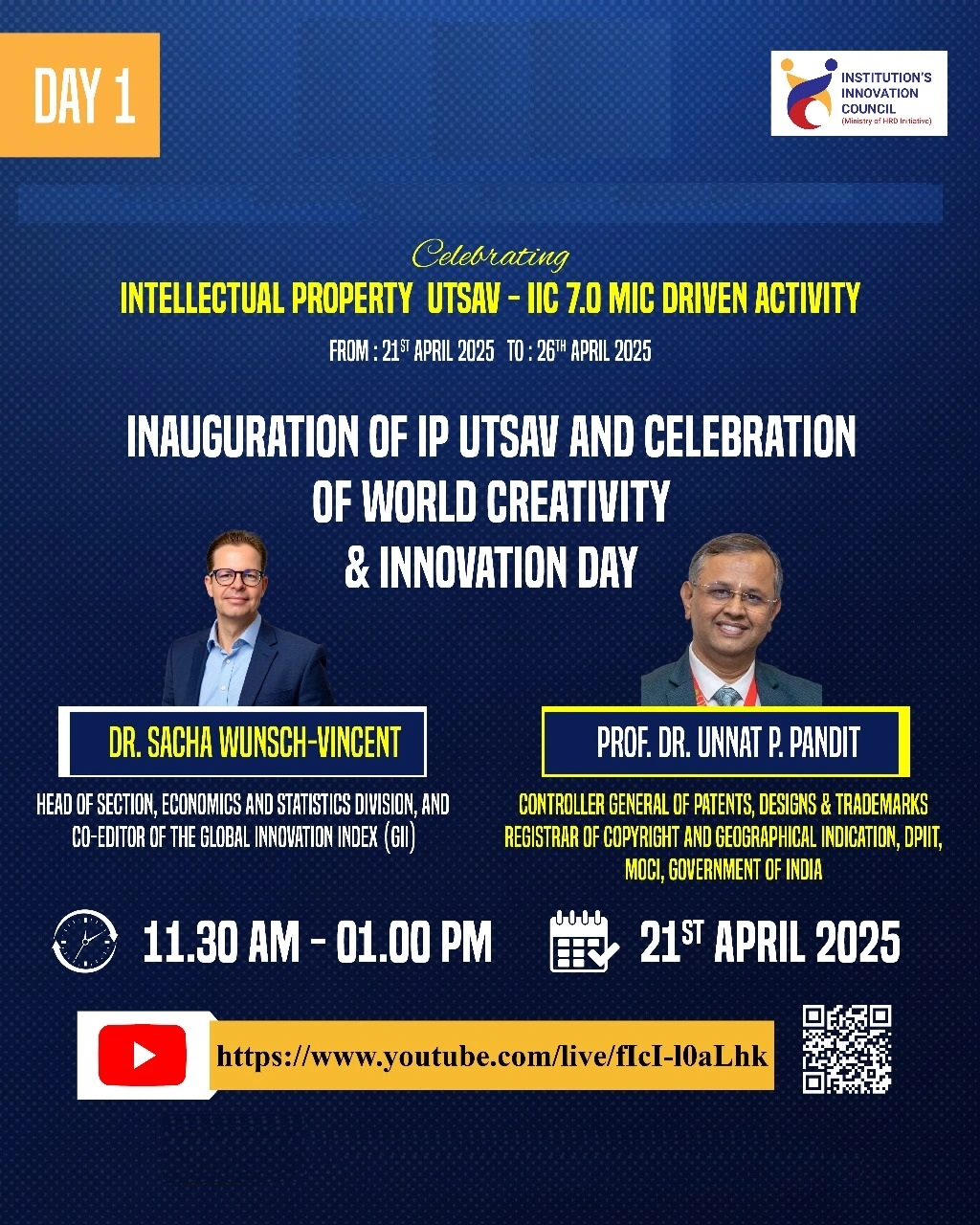 Inauguration of IP UTSAV and Celebration of World Creativity and Innovation Day