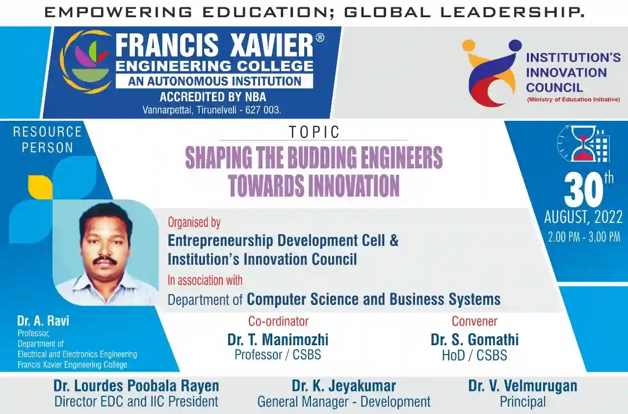  Guest Talk on Shaping the Budding Engineers towards Innovation