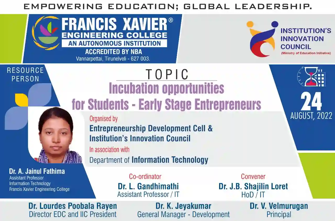 Incubation Opportunities for Students -Early Stage Entrepreneurs