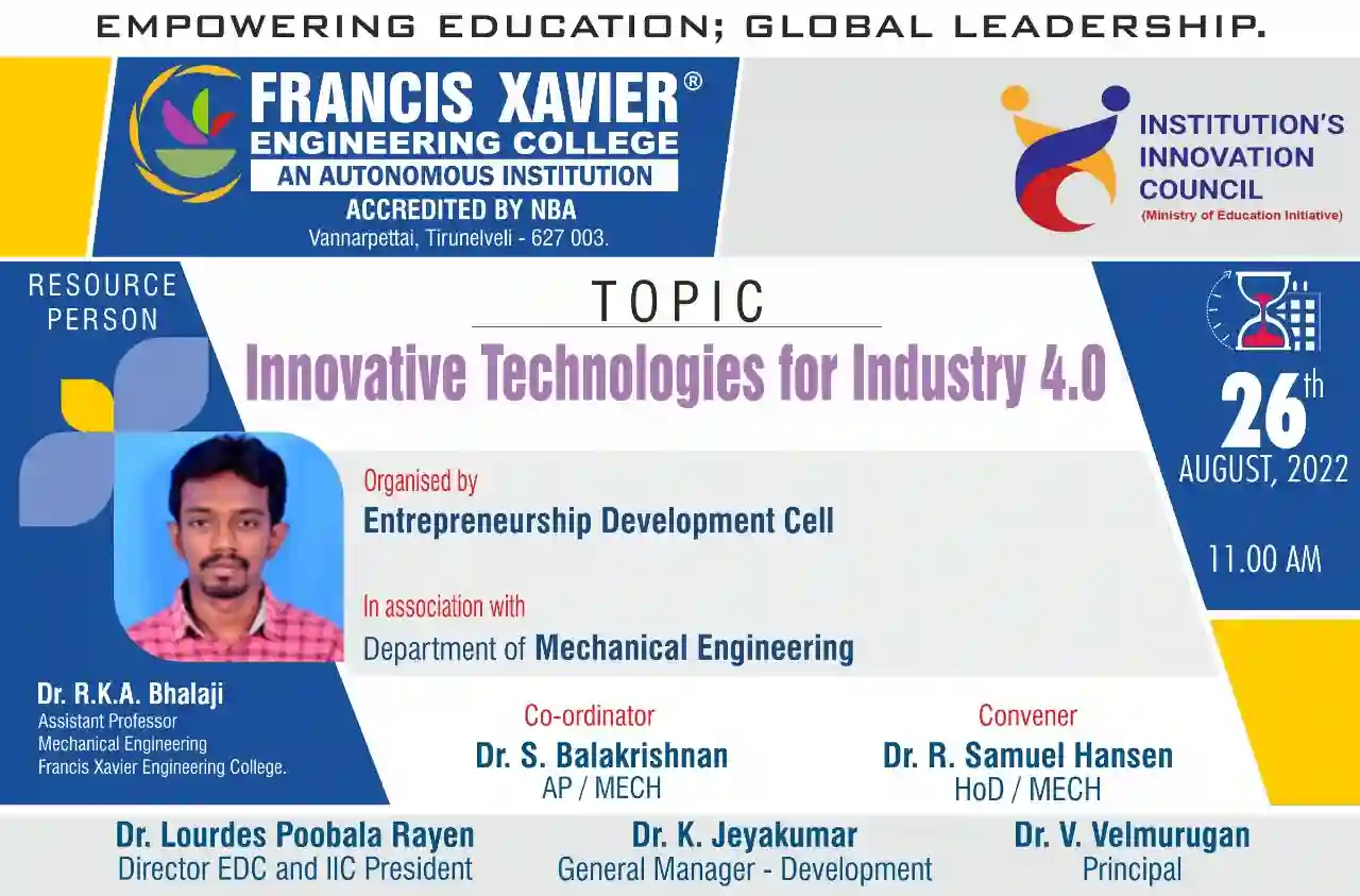 Session on Innovative Technologies for Industry 4.0