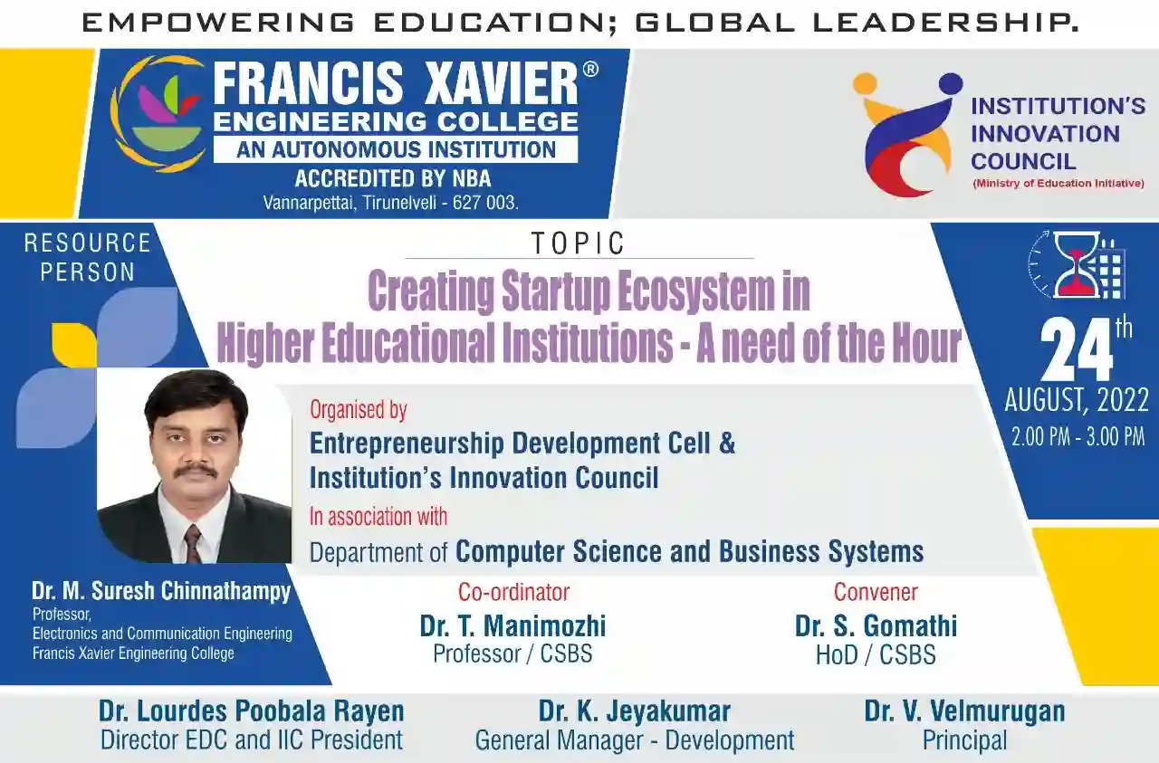 Creating Startup Eco-system in Higher Educational Institutions – A Need of the Hour