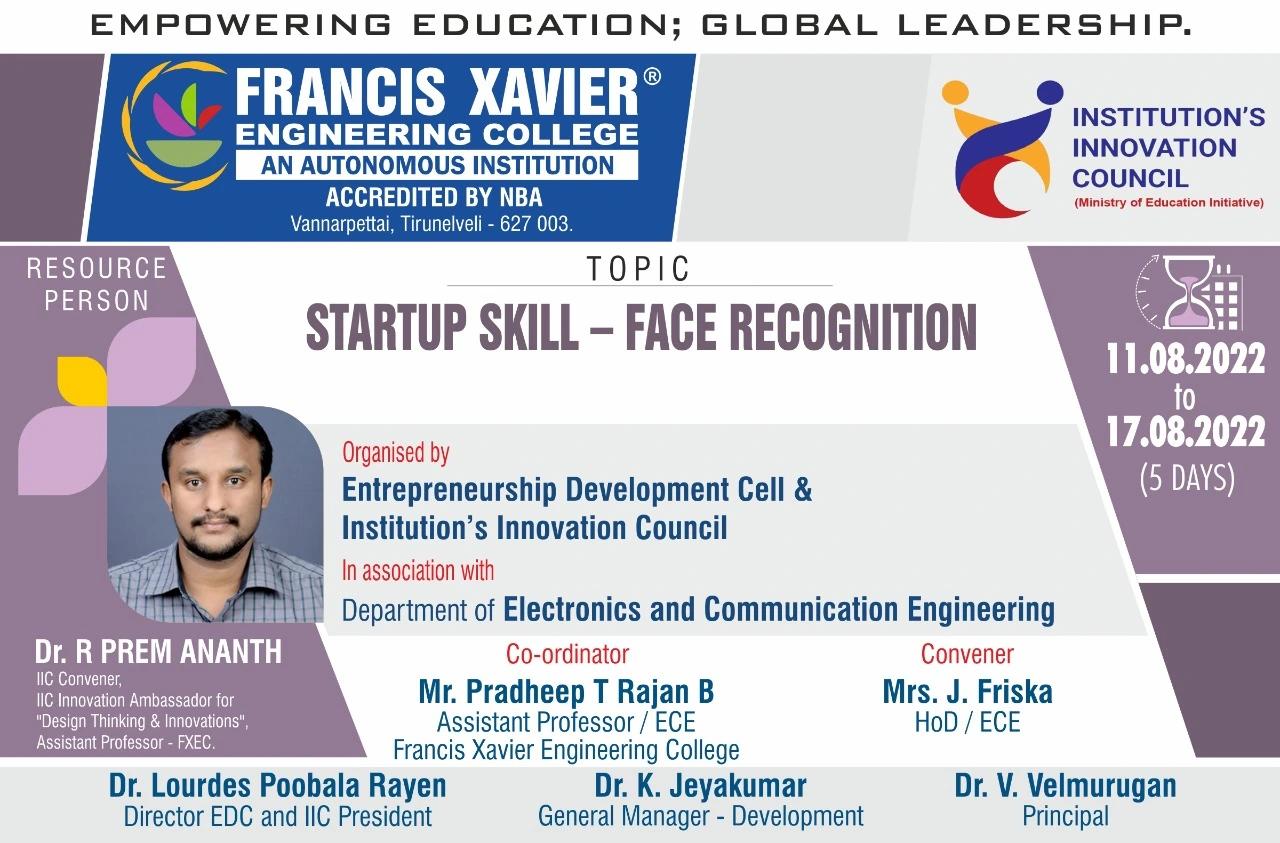 Skill Training on Startup Skill – Face Recognition