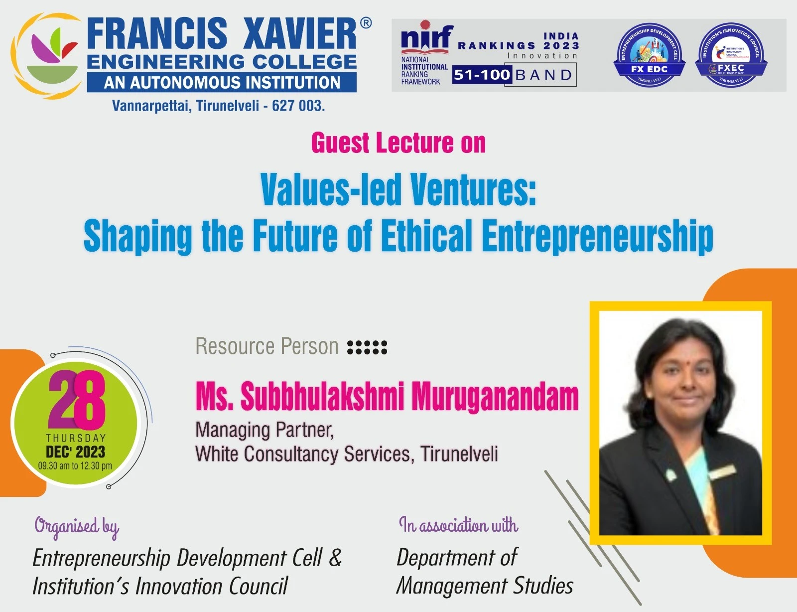 Guest lecture on Values- led Ventures: Shaping the future of ethical entrepreneurship