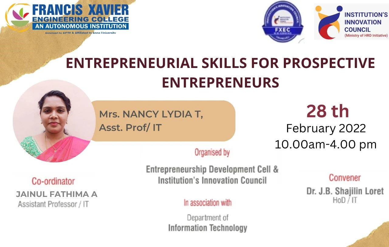 Session on Entrepreneurial Skills for Prospective Entrepreneurs