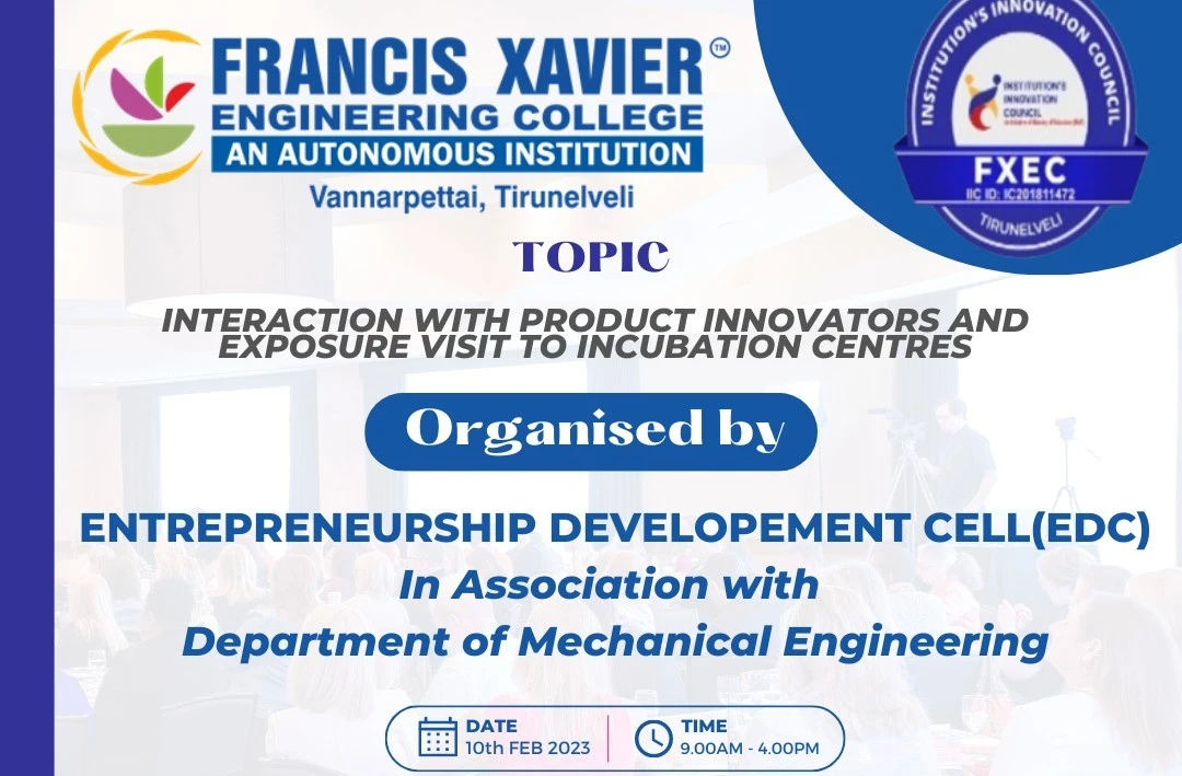 Interaction with Product Innovators & Exposure visit to Incubation Centre