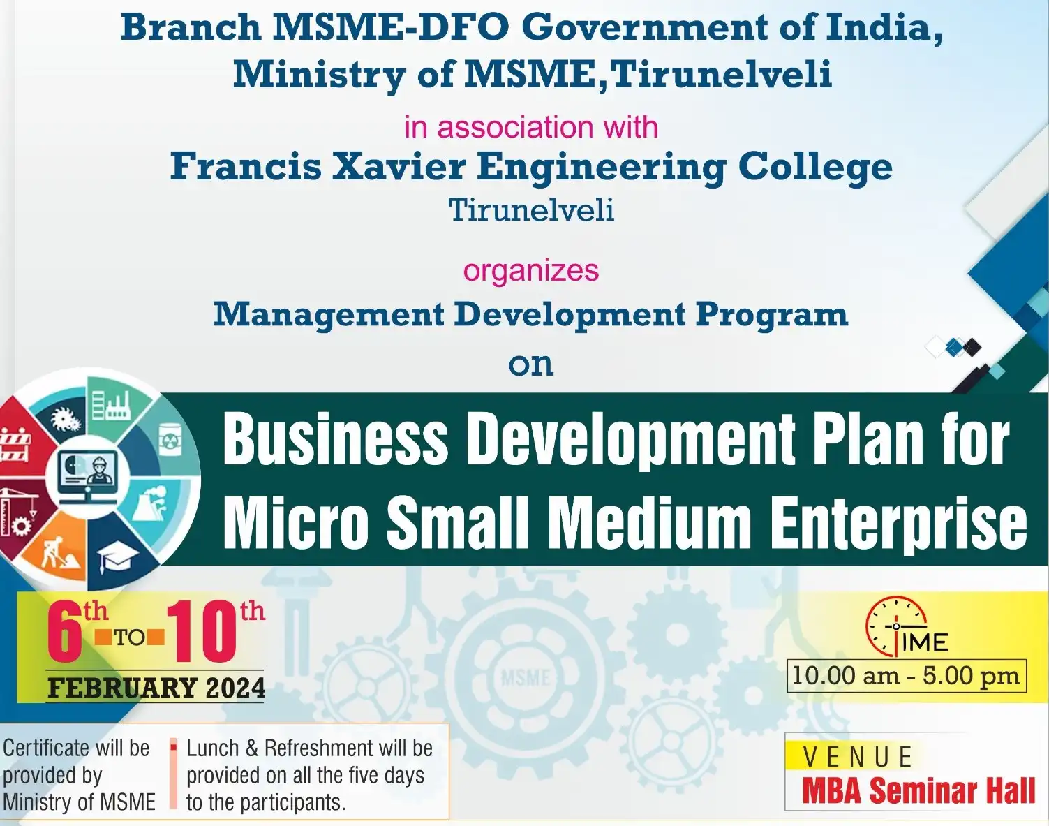  Management Development Program on Business Development Plan for Micro Small Medium Enterprise 