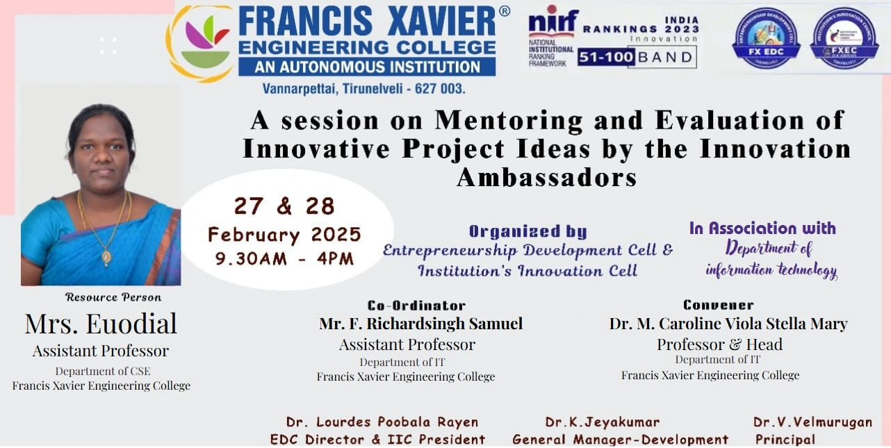 A Session on “Mentoring and Evaluation of Innovative Project Ideas by the Innovation Ambassadors”