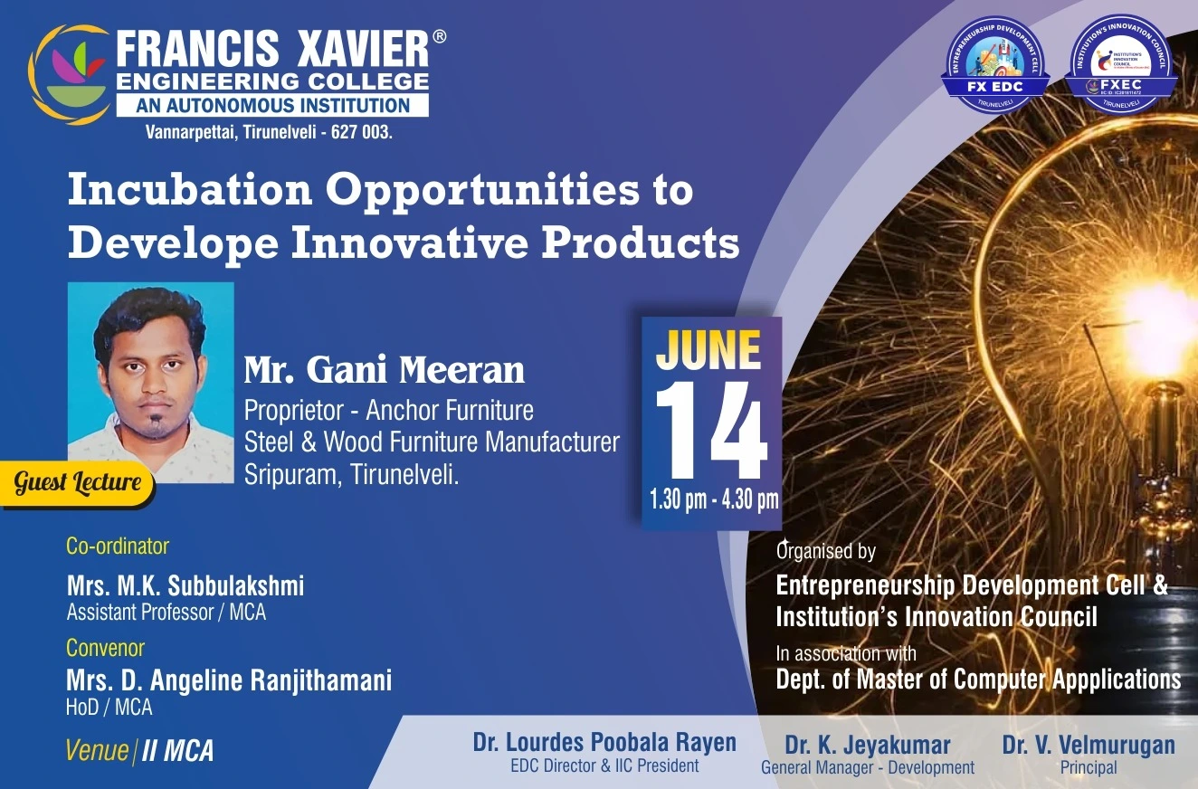 Incubation Opportunities to develop  Innovative Products