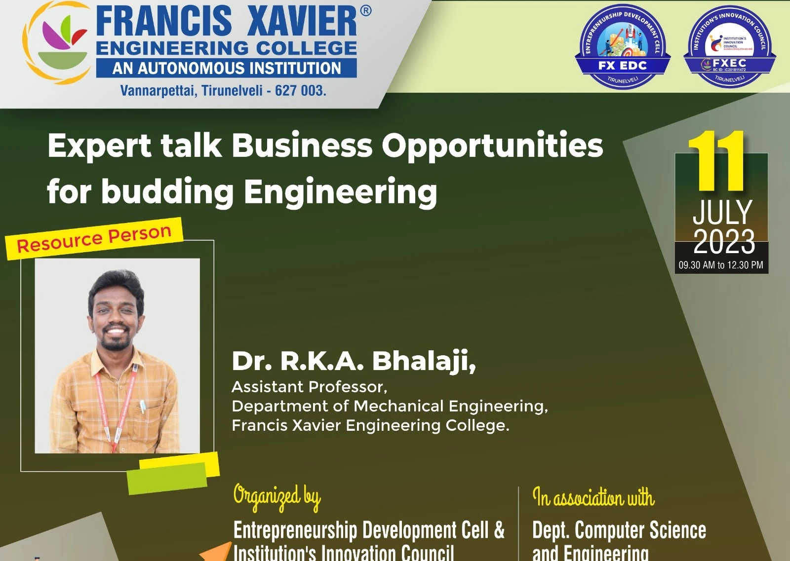 Expert Talk on Business Opportunities for Budding Engineers