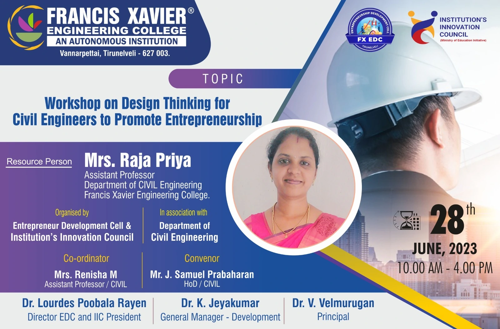 Workshop on Design Thinking for Civil Engineers to Promote Entrepreneurship