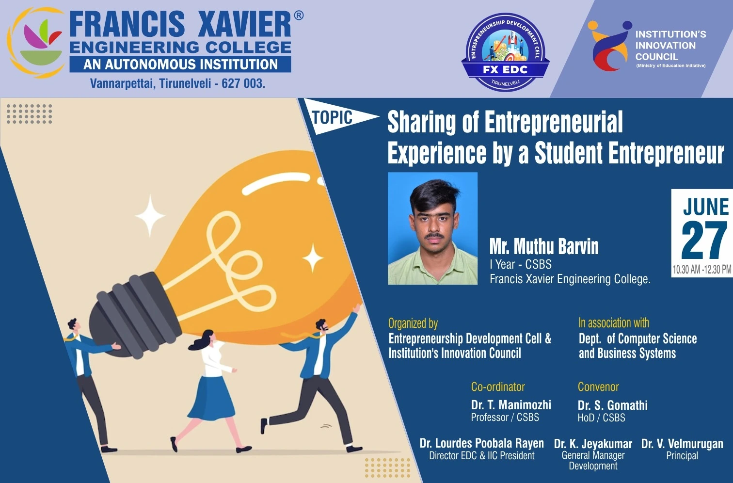 Sharing of Entrepreneurial Experience by a  Student Entrepreneur
